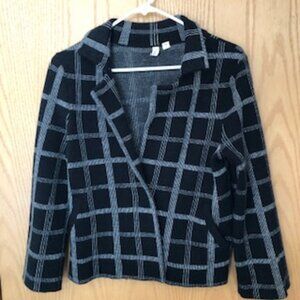 NWOT Like New Moth Anthropologie Windowpane Black White Short Boxy Jacket